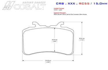 Cobalt Brake pad CRB.XR1.RC55 for McLaren 720S Girodisc Conversion Rear Image